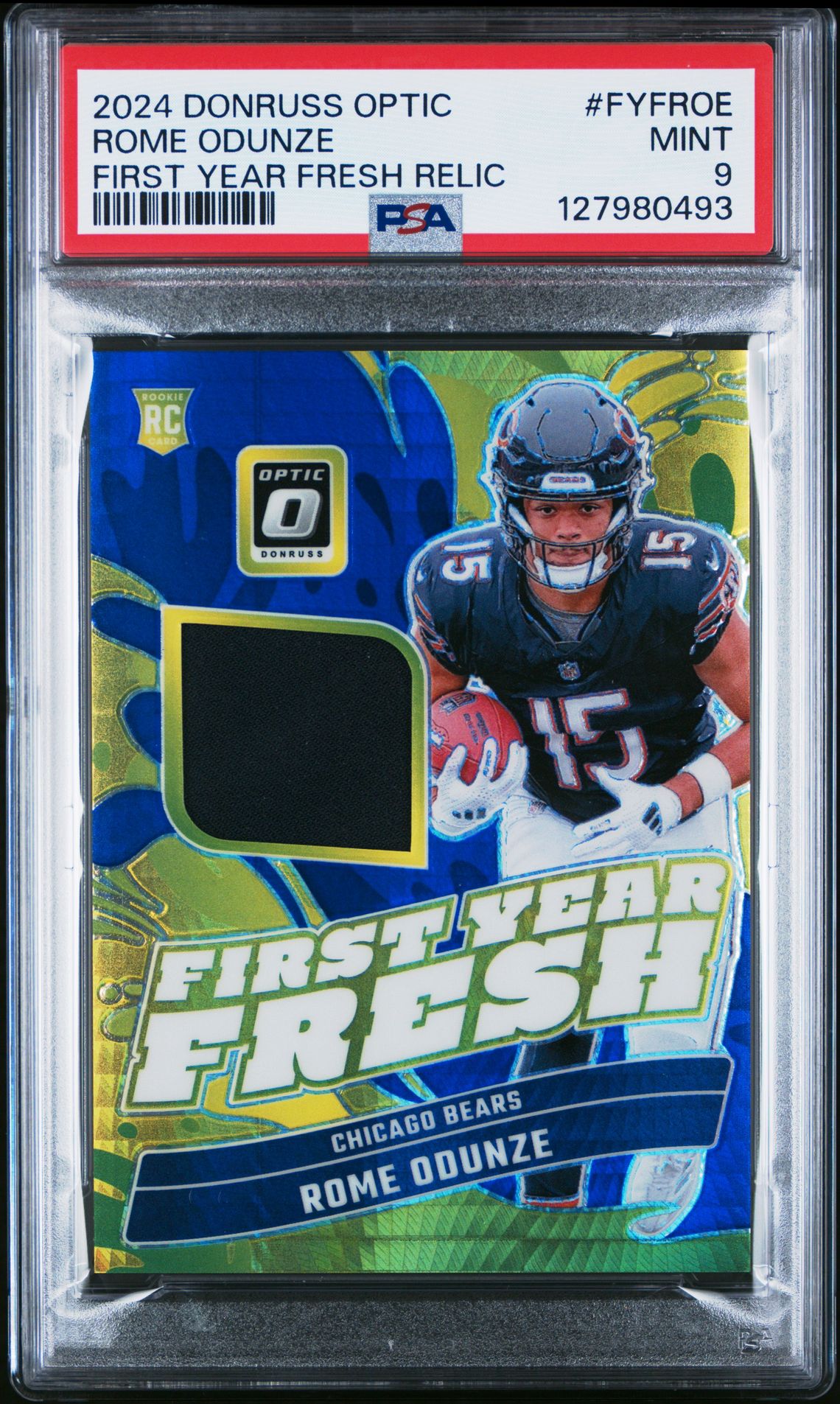 2024 Panini Donruss Optic First Year Fresh Relic Rome Odunze #Fyfroe Mint 9 front