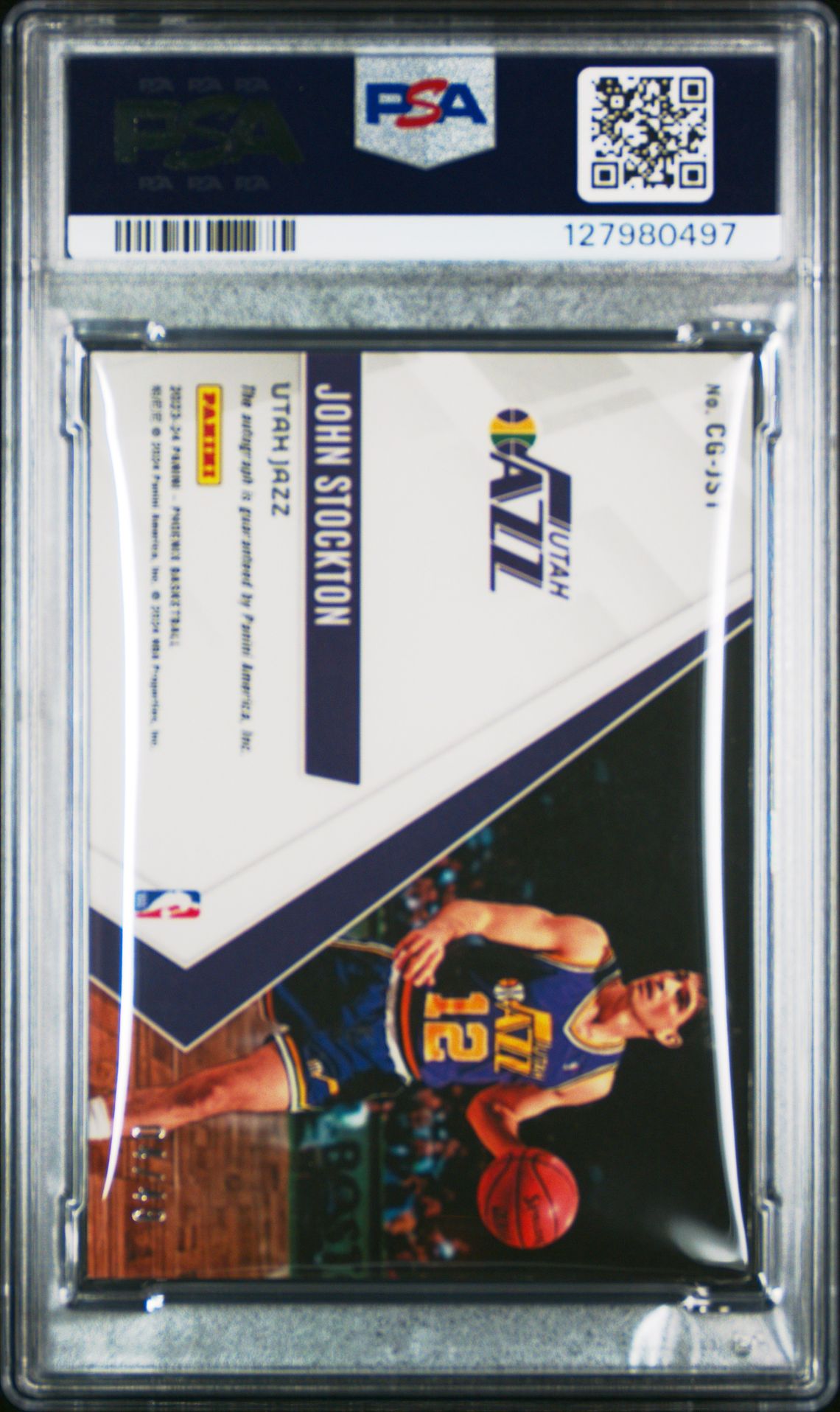 2023 Panini Phoenix Calligraphy John Stockton #Cgjst (Calligraphy-Purple) Mint 9 back