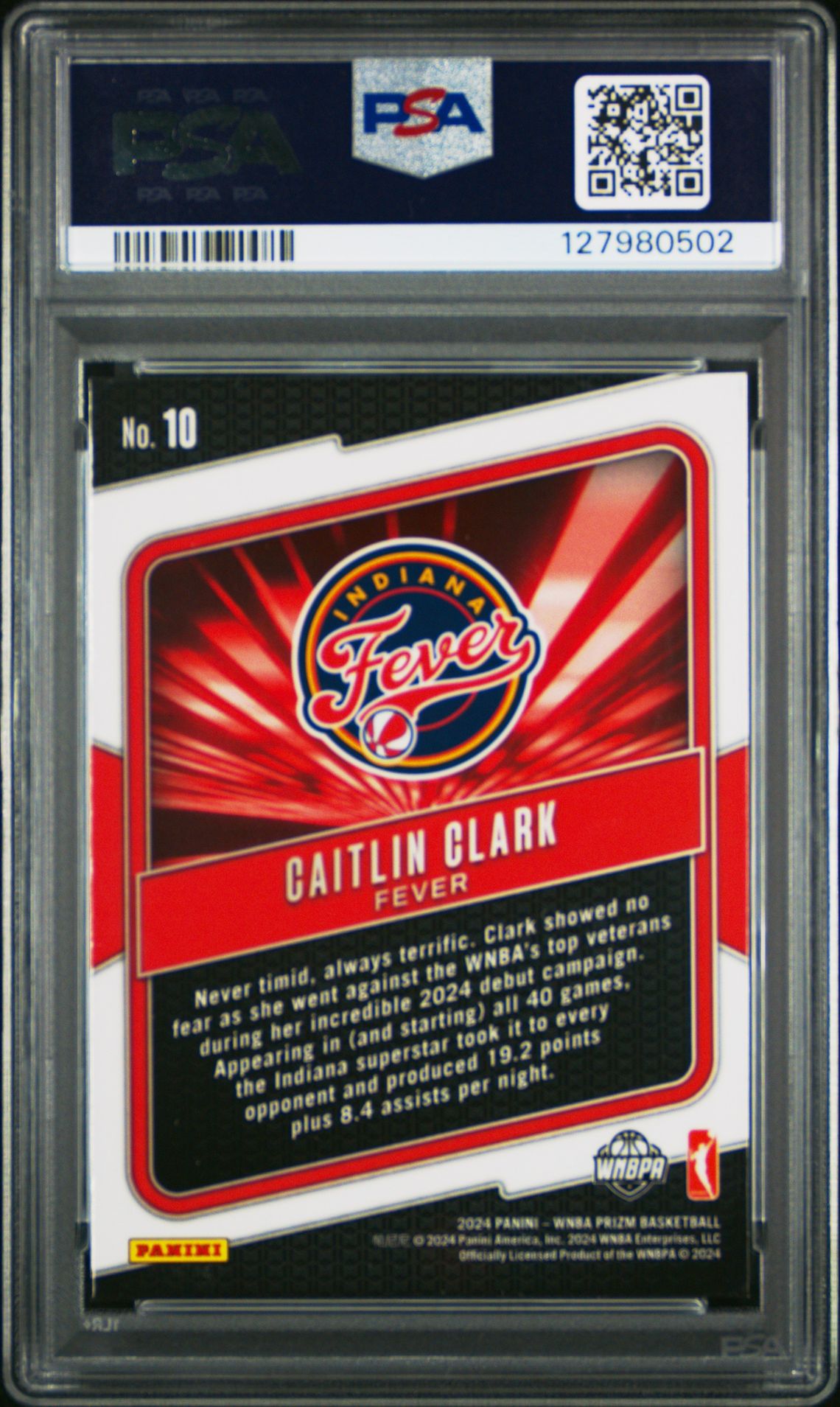 2024 Panini Prizm Wnba Fearless Caitlin Clark #10 Mint 9 back