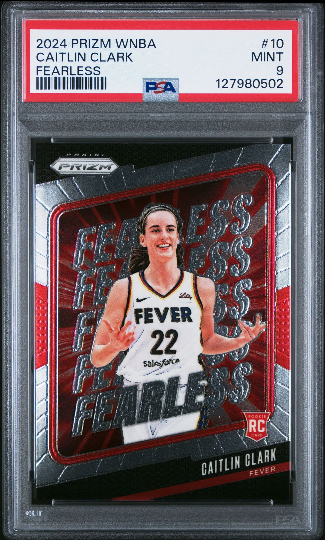 2024 Panini Prizm Wnba Fearless Caitlin Clark #10 Mint 9 front