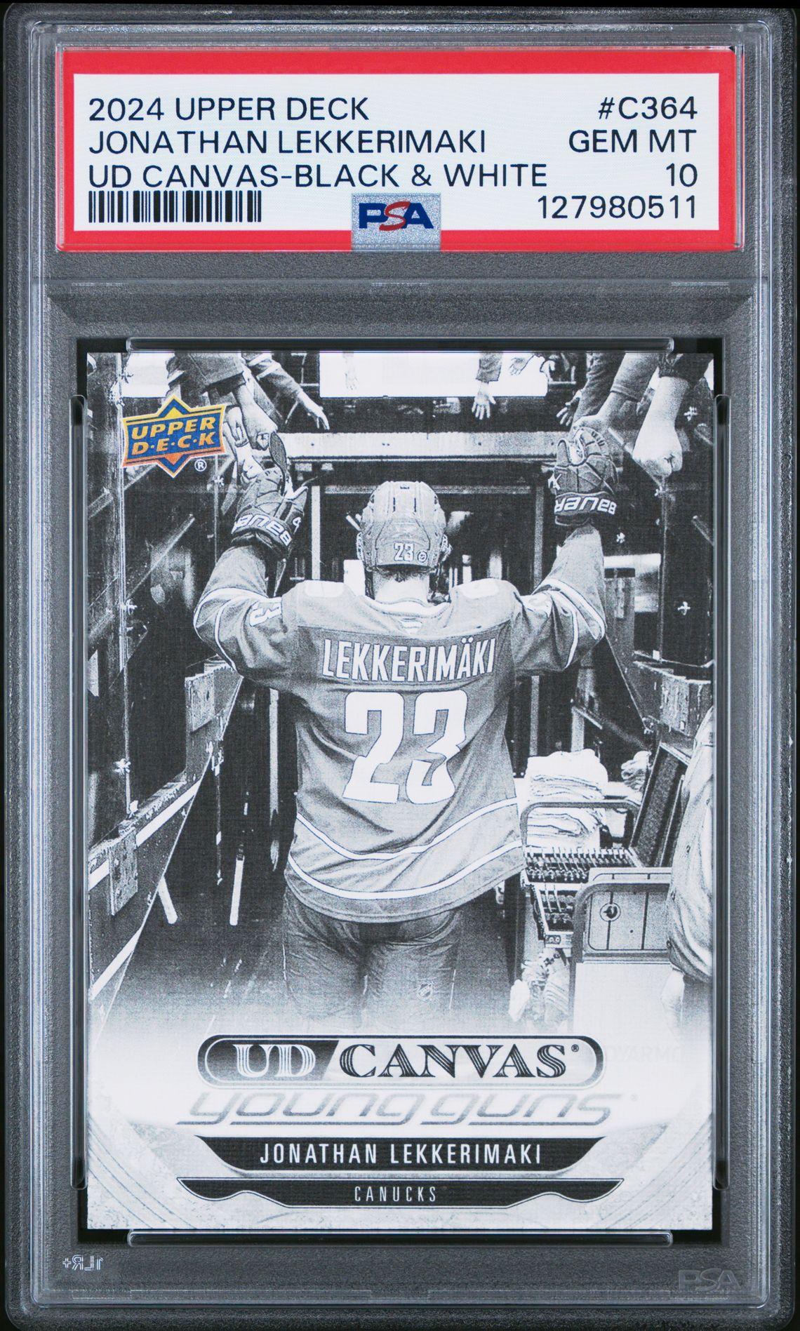 2024 Upper Deck Ud Canvas Jonathan Lekkerimaki #C364 (Ud Canvas-Black & White) Gem Mt 10 front
