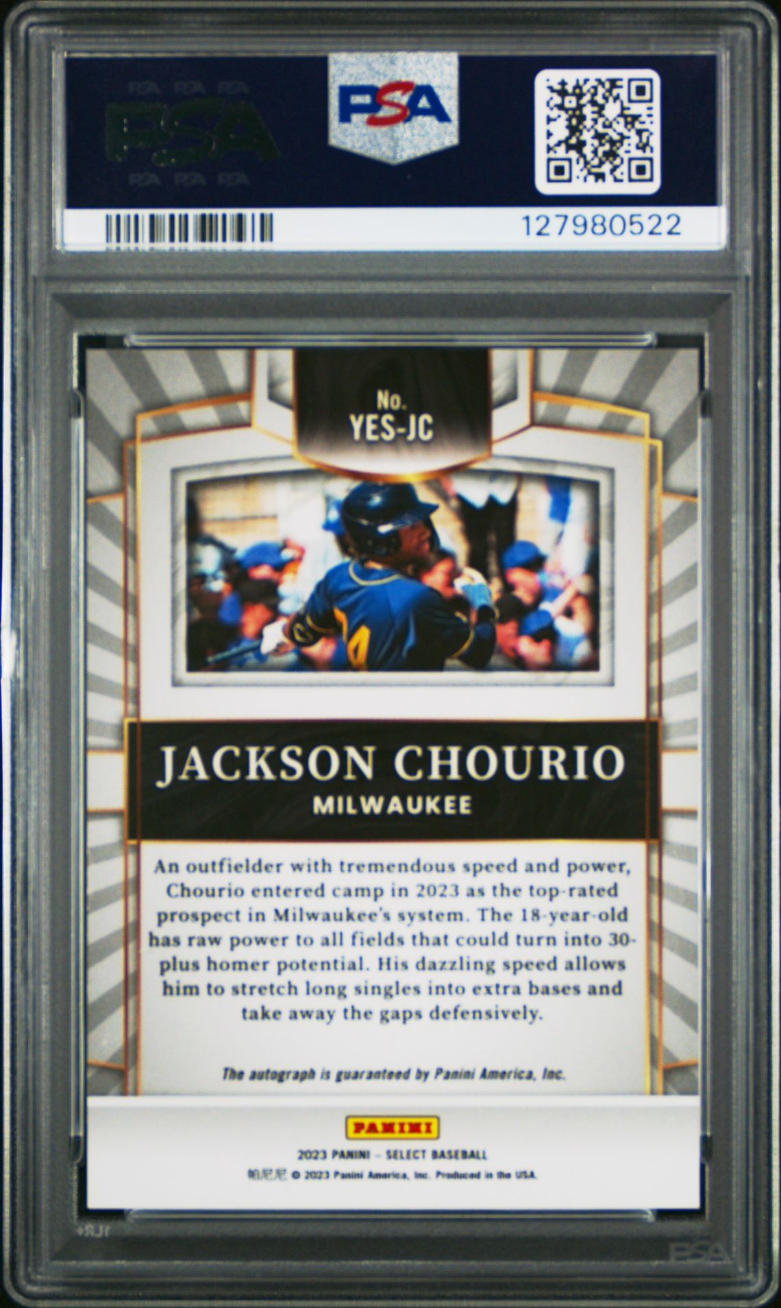 2023 Panini Select Youth Explosion Signature Jackson Chourio #Yesjc Nm-Mt 8 back