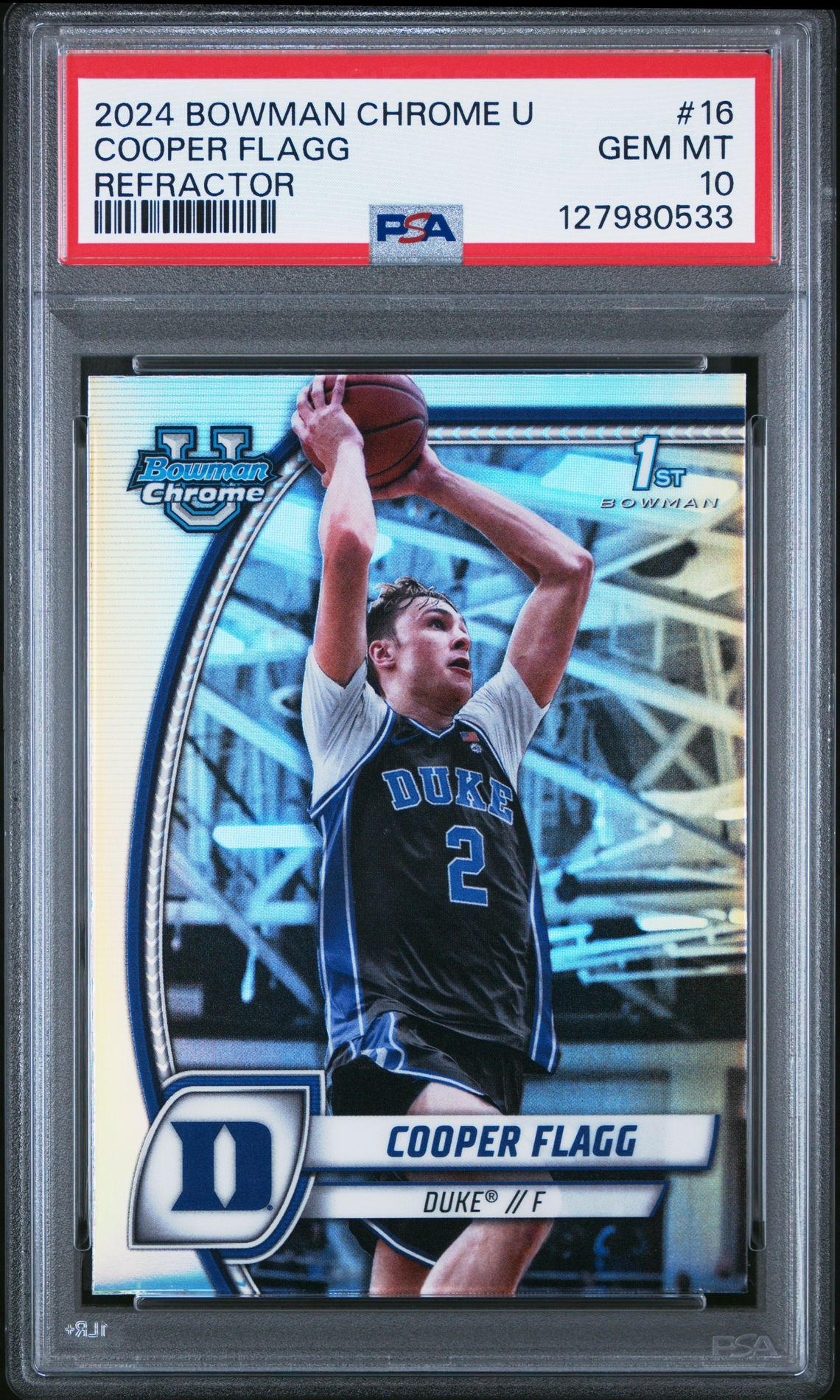 2024 Bowman Chrome University Cooper Flagg #16 (Refractor) Gem Mt 10 front