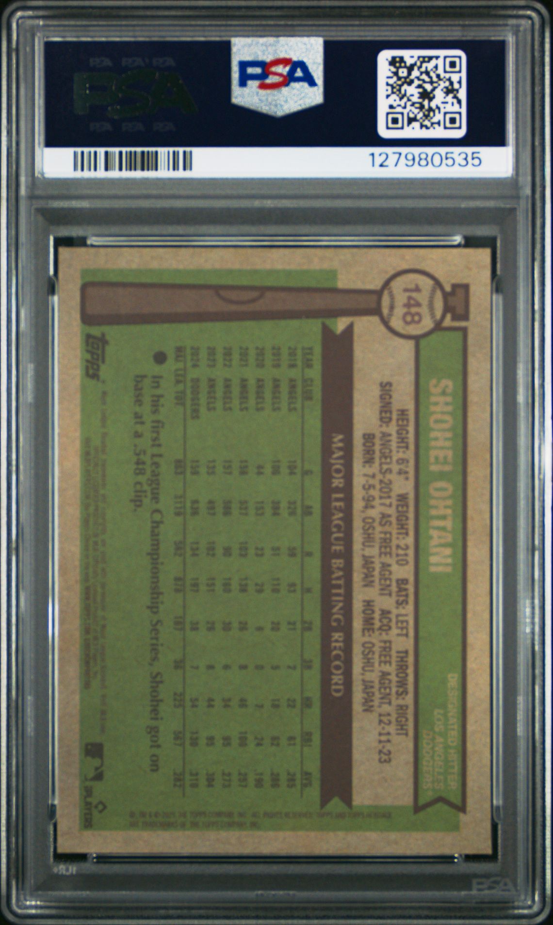 2025 Topps Heritage Shohei Ohtani #148 (Chrome-Silver Sparkle Ref) Gem Mt 10 back