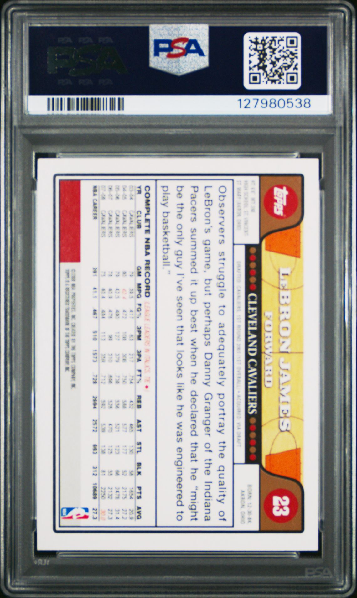 2008 Topps Lebron James #23 Mint 9 back