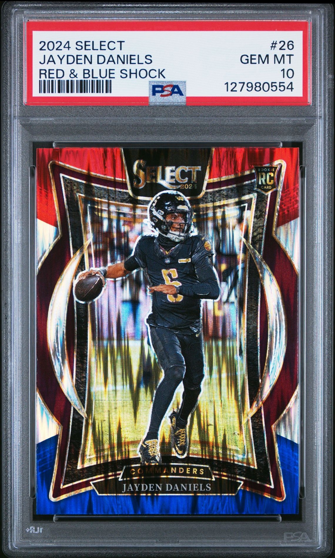 2024 Panini Select Jayden Daniels #26 (Red & Blue Shock) Gem Mt 10 front