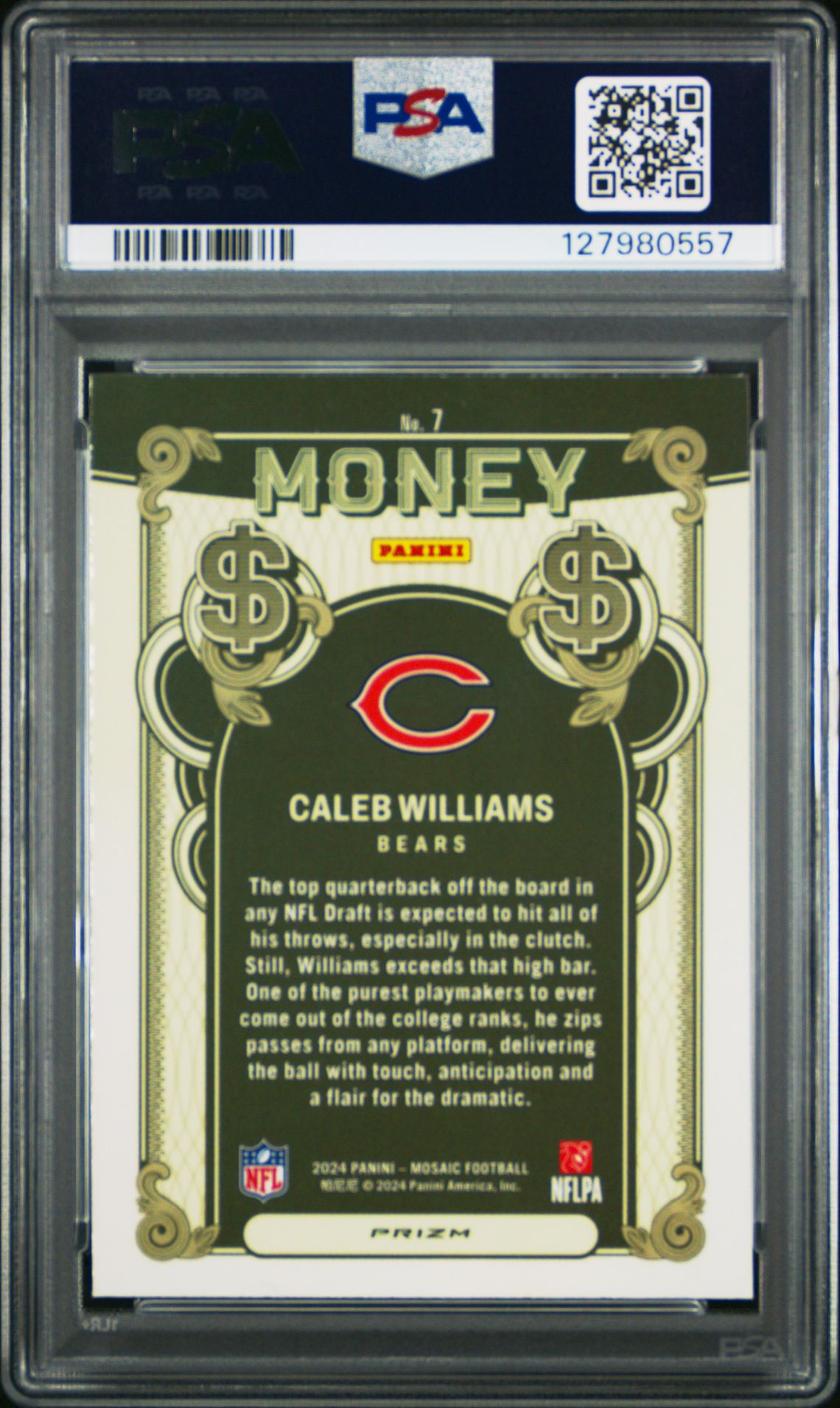 2024 Panini Mosaic Money Caleb Williams #7 Mint 9 back