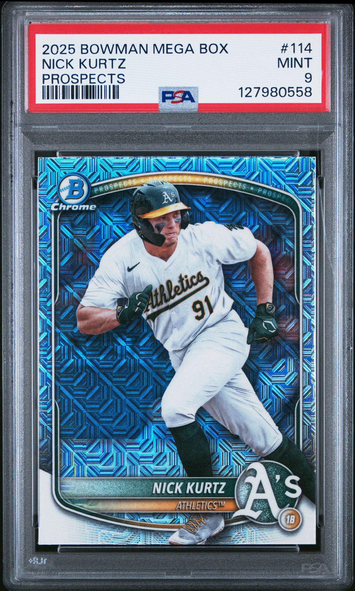 2025 Bowman Mega Box Chrome Prospects Nick Kurtz #114 Mint 9 front