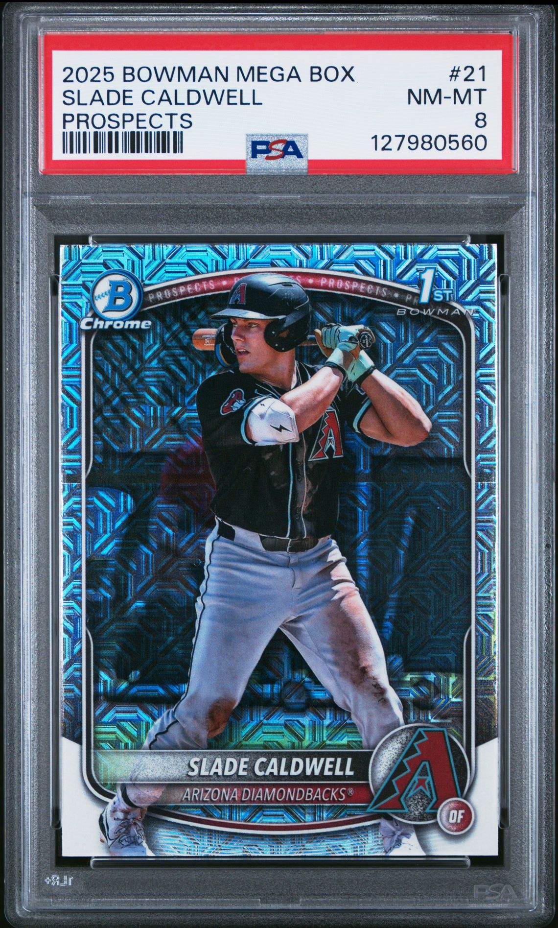 2025 Bowman Mega Box Chrome Prospects Slade Caldwell #21 Nm-Mt 8 front