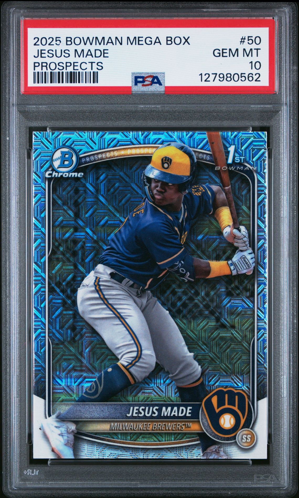 2025 Bowman Mega Box Chrome Prospects Jesus Made #50 Gem Mt 10 front