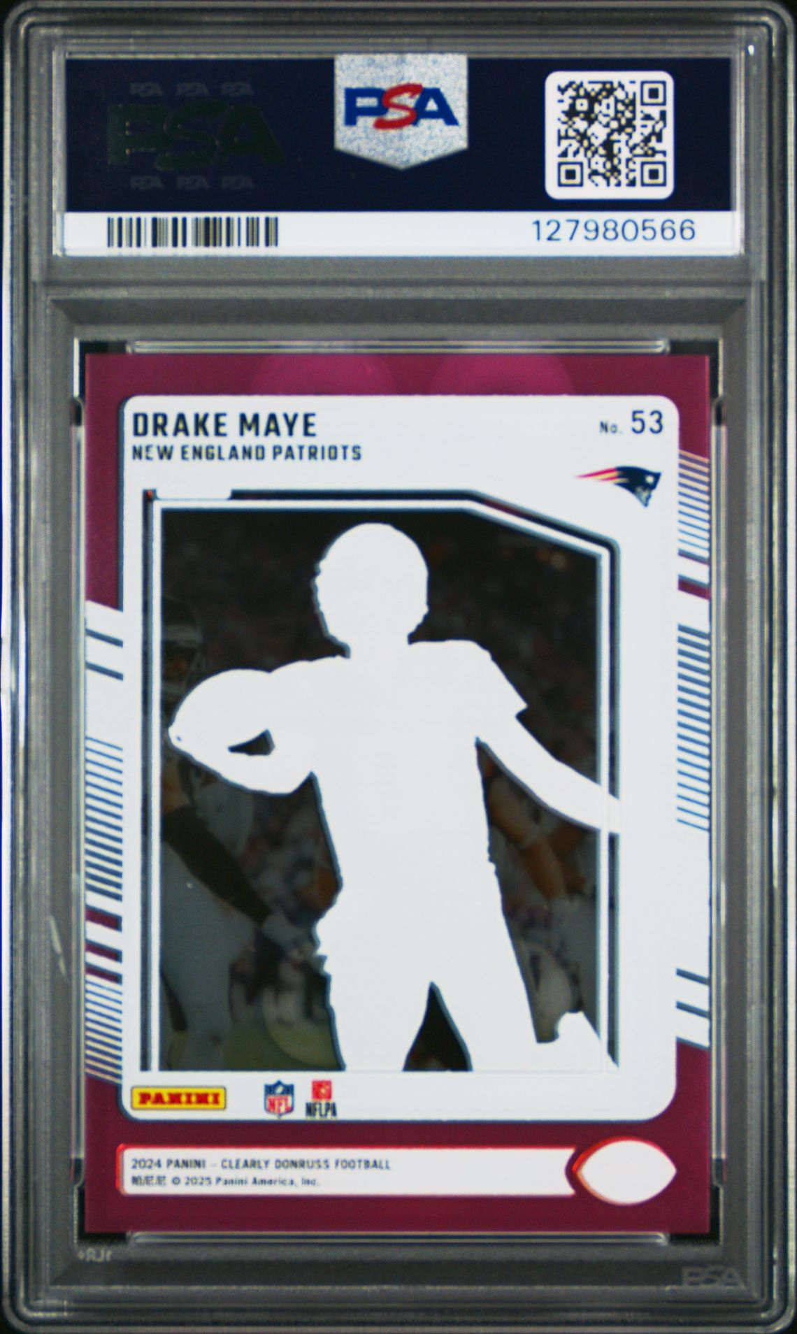 2024 Panini Clearly Donruss Drake Maye #53 (Pink) Gem Mt 10 back