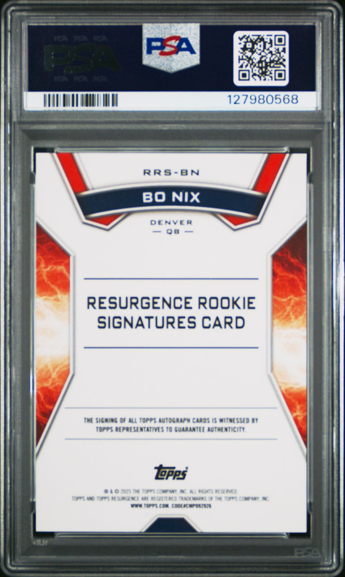 2024 Topps Resurgence Resurgence Rookie Signatures Bo Nix #Rrsbn (Resurgence Rk Sig-Blue Surge) Gem Mt 10 back