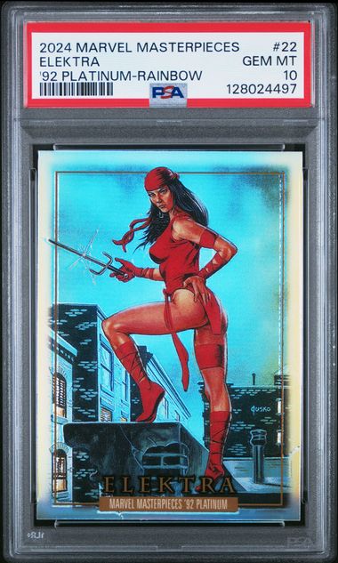 2024 Marvel UPPER DECK MARVEL MASTERPIECES '92 PLATINUM Rainbow #22 Elektra front