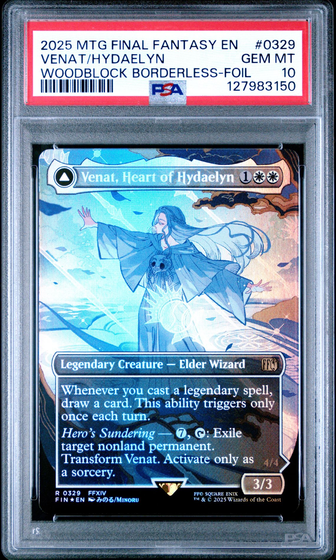 2025 MTG MAGIC THE GATHERING FINAL FANTASY WOODBLOCK BORDERLESS-FOIL #0329 Venat/Hydaelyn front