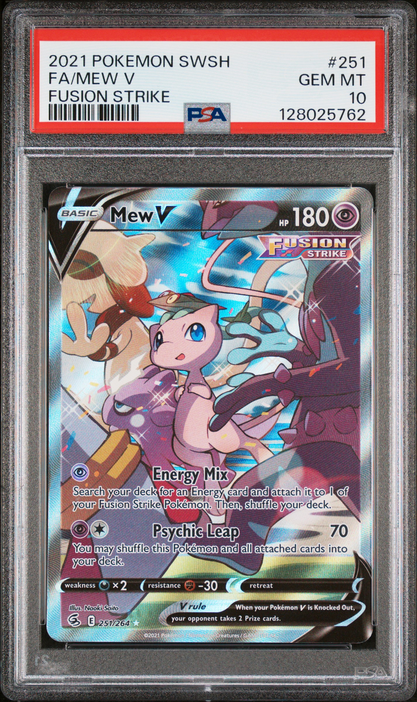 2021 #251 Full Art/Mew V PSA 10 Sword & Shield Fusion Strike