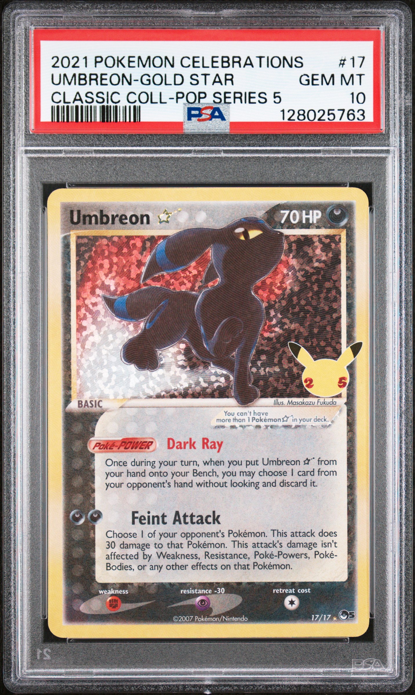 2021 #17 Umbreon-Gold Star PSA 10 Celebrations Classic Collection