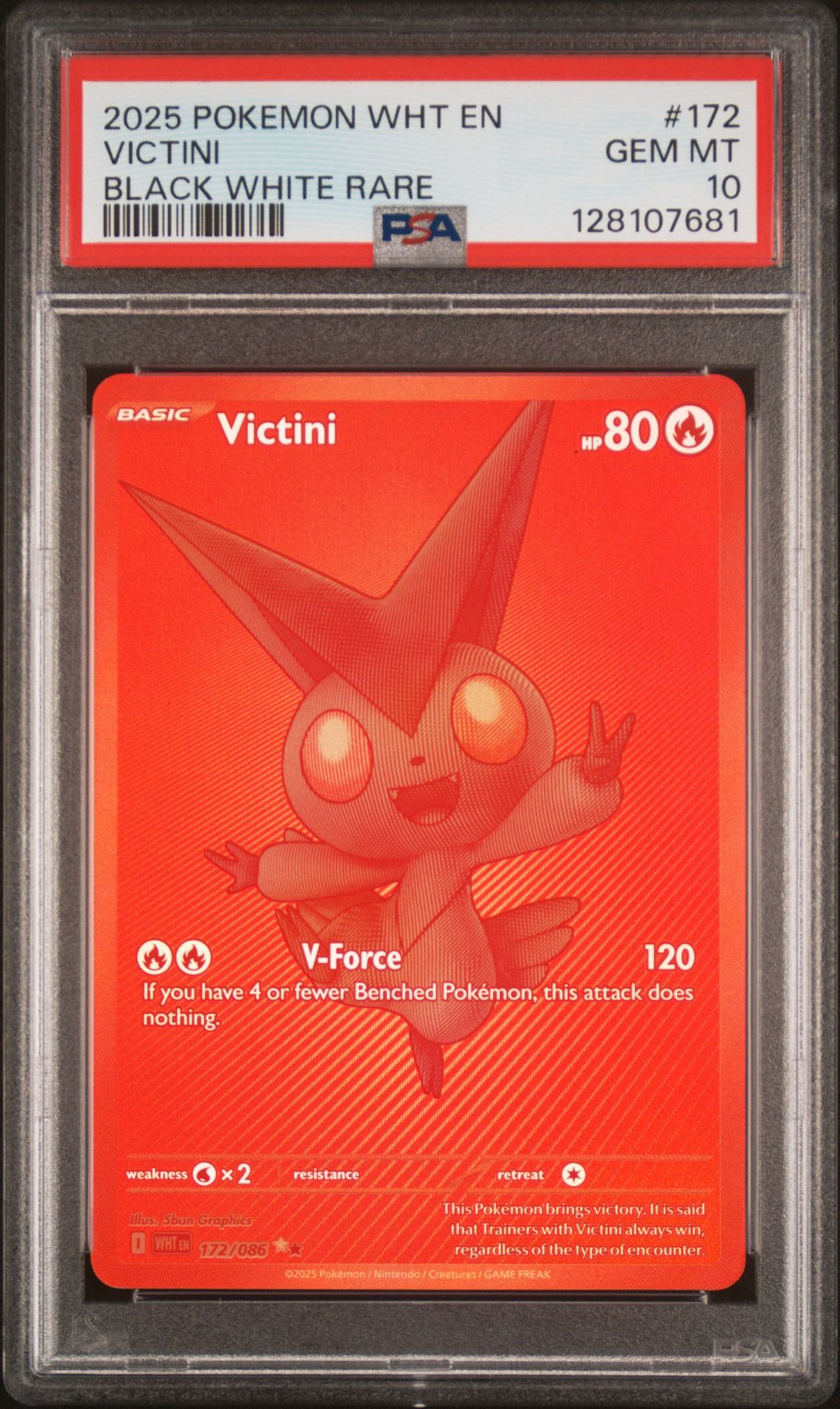2025 Pokemon Wht En-White Flare Victini #172 (Black White Rare) Gem Mt 10 front