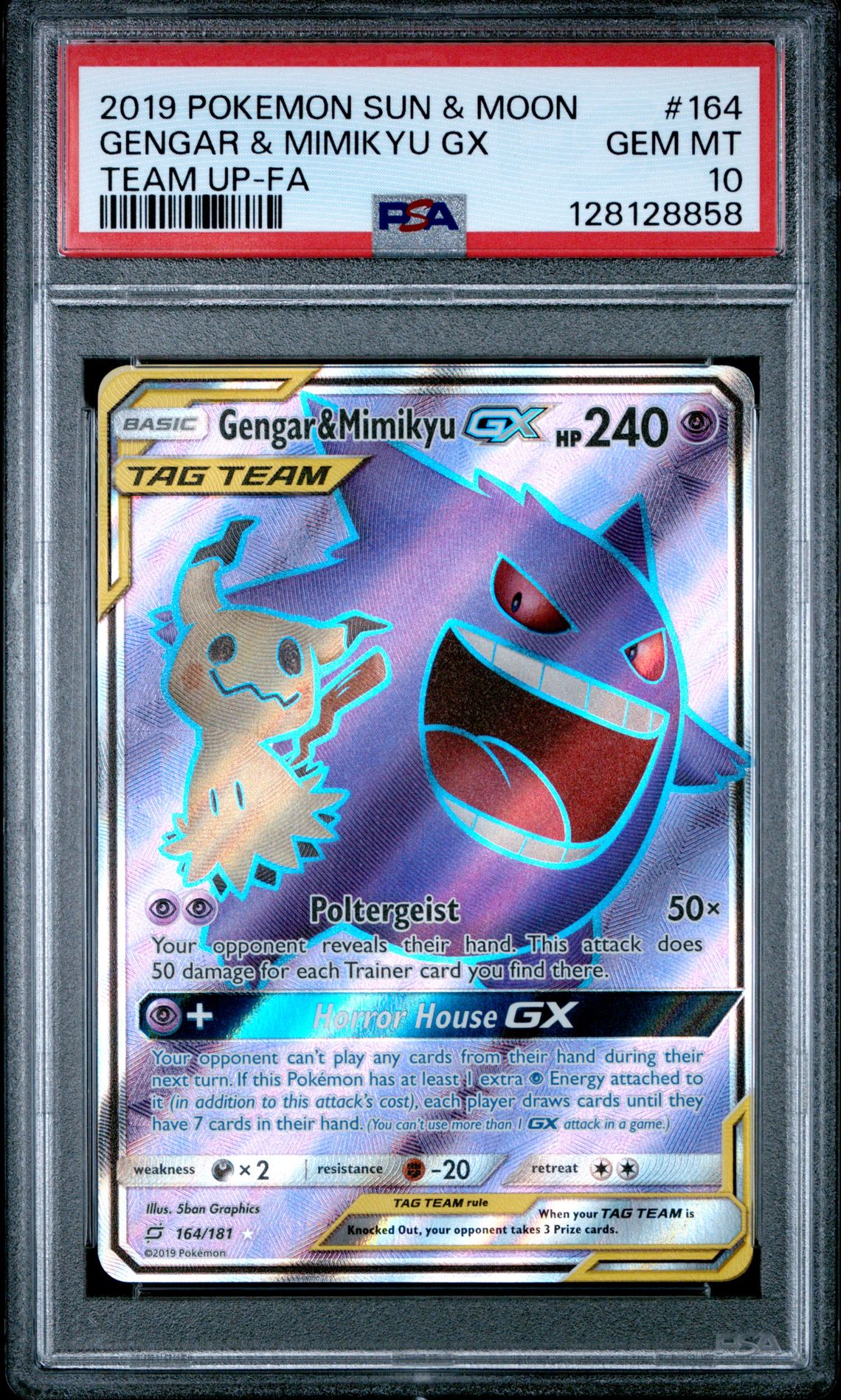 2019 Pokemon POKEMON SUN & MOON TEAM UP TEAM UP-FA #164 Gengar & Mimikyu Gx front