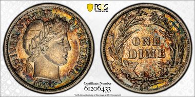 1900-S 10C AU58