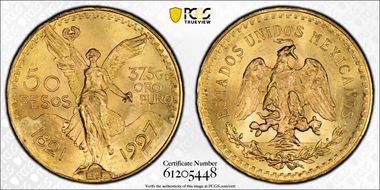 1927 50 Peso KM-481  Au MS64