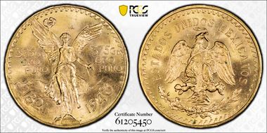 1943 (50 P) KM-482  Au MS65