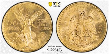 1945 50 Peso KM-481  Au MS64