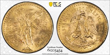 1945 50 Peso KM-481  Au MS64