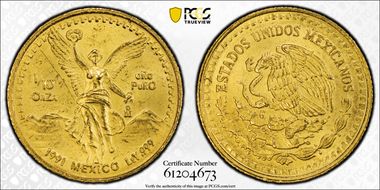 1991-Mo 1/10 oz Libertad Gold MS64