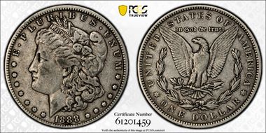 1888-O $1 VAM 4, Hot Lips VF30