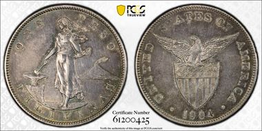 1904 Peso KM-168  Ag AU50