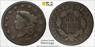 1828 1C Large Narrow Date AG3BN