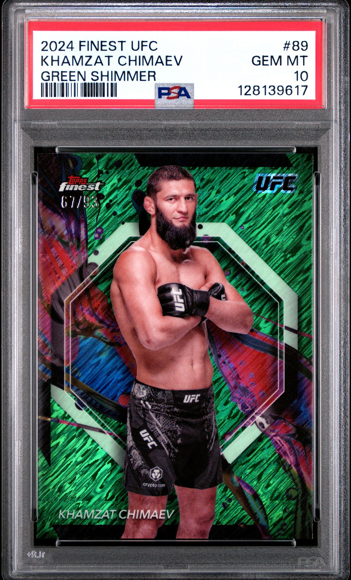 2024 Topps TOPPS FINEST UFC Green Shimmer #89 Khamzat Chimaev front