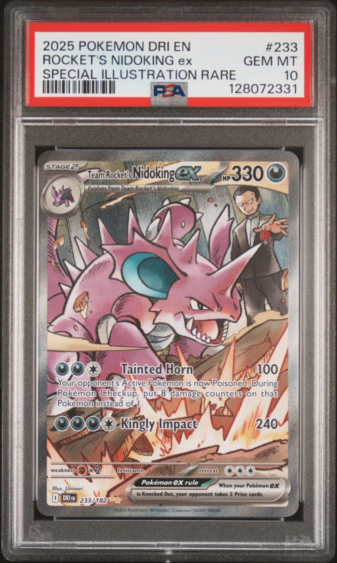 2025 Pokemon Dri En-Destined Rivals Rocket's Nidoking Ex #233 (Special Illustration Rare) Gem Mt 10 front