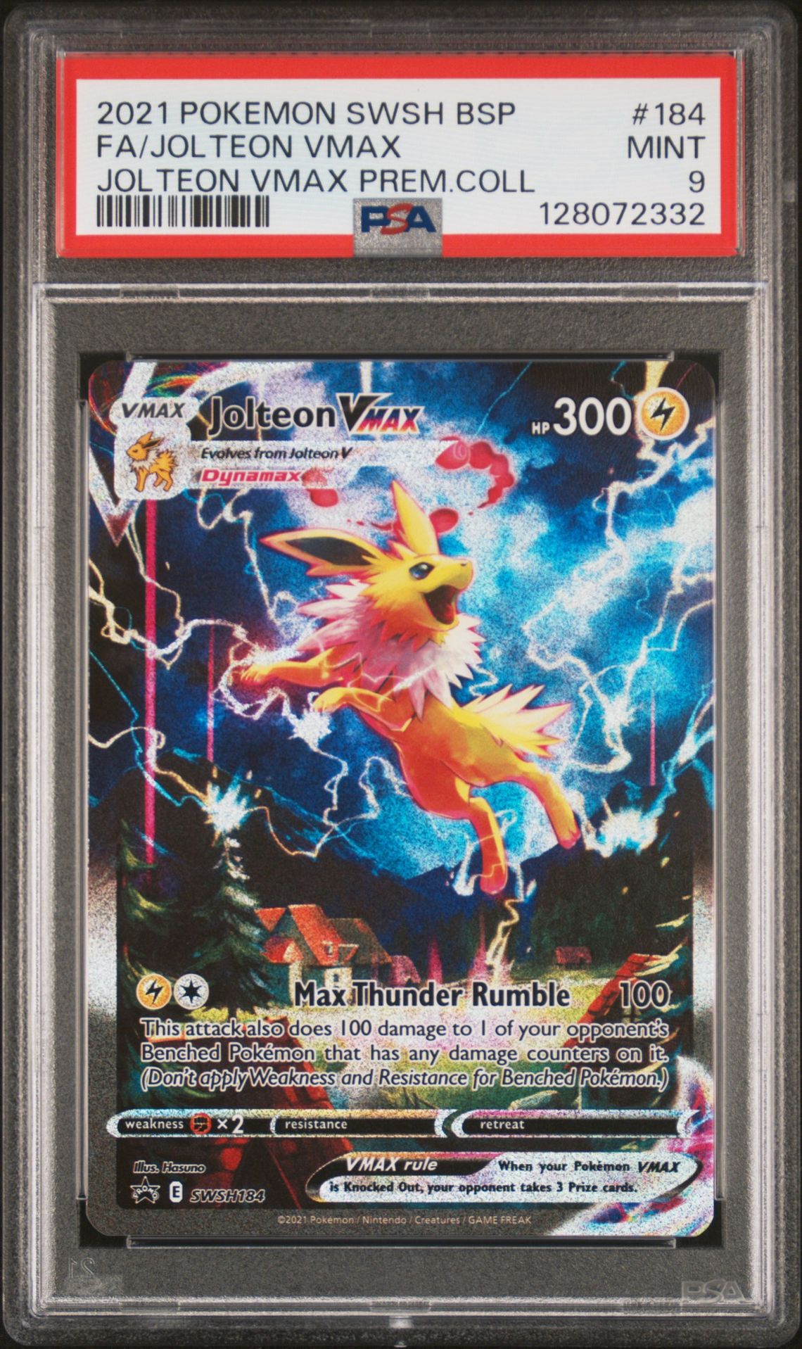 2021 Pokemon Swsh Black Star Promo Fa/Jolteon Vmax #184 (Jolteon Vmax Prem.coll) Mint 9 front