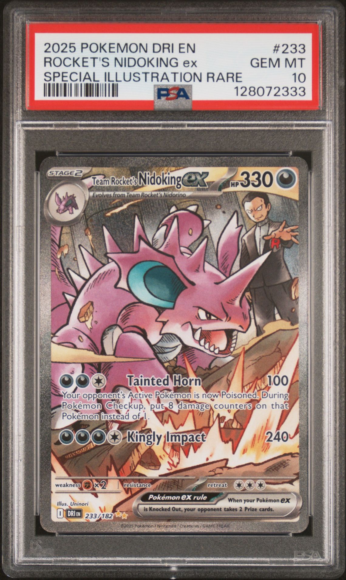 2025 Pokemon Dri En-Destined Rivals Rocket's Nidoking Ex #233 (Special Illustration Rare) Gem Mt 10 front