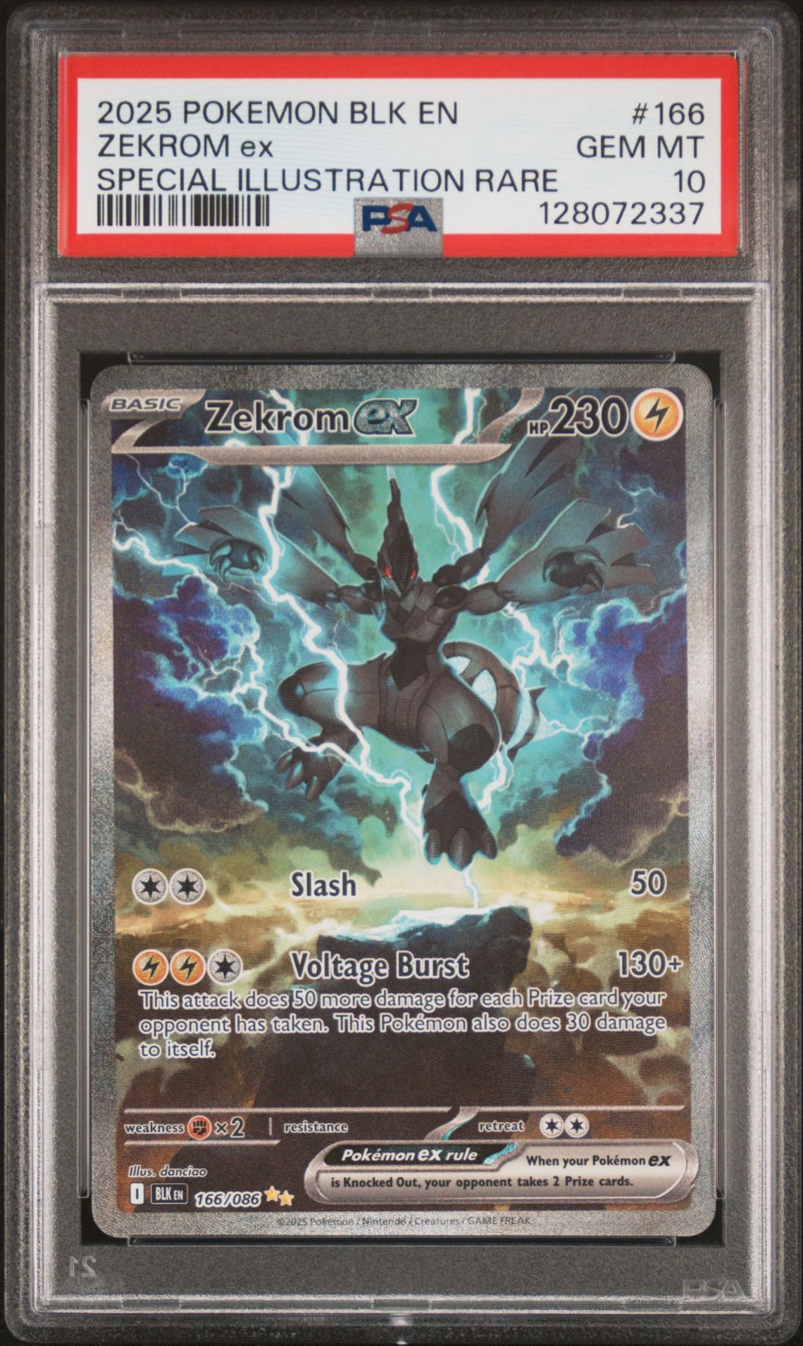 2025 Pokemon Blk En-Black Bolt Zekrom Ex #166 (Special Illustration Rare) Gem Mt 10 front