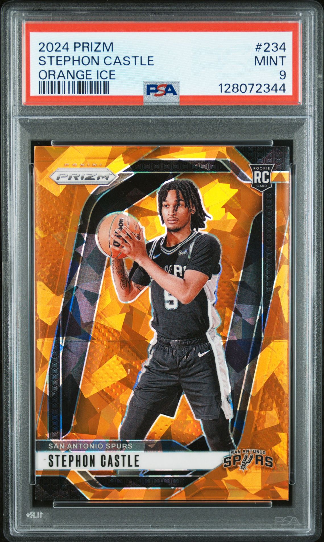 2024 Panini Prizm Stephon Castle #234 (Orange Ice) Mint 9 front