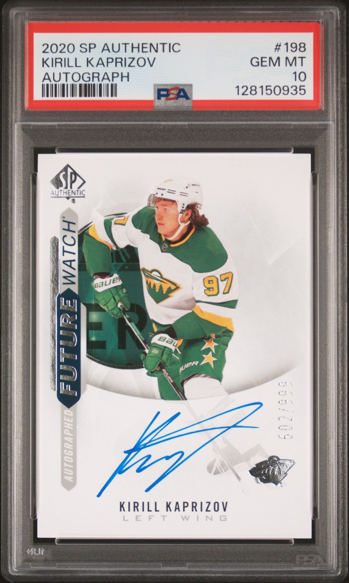2020 Sp Authentic Kirill Kaprizov #198 (Autograph) Gem Mt 10 front