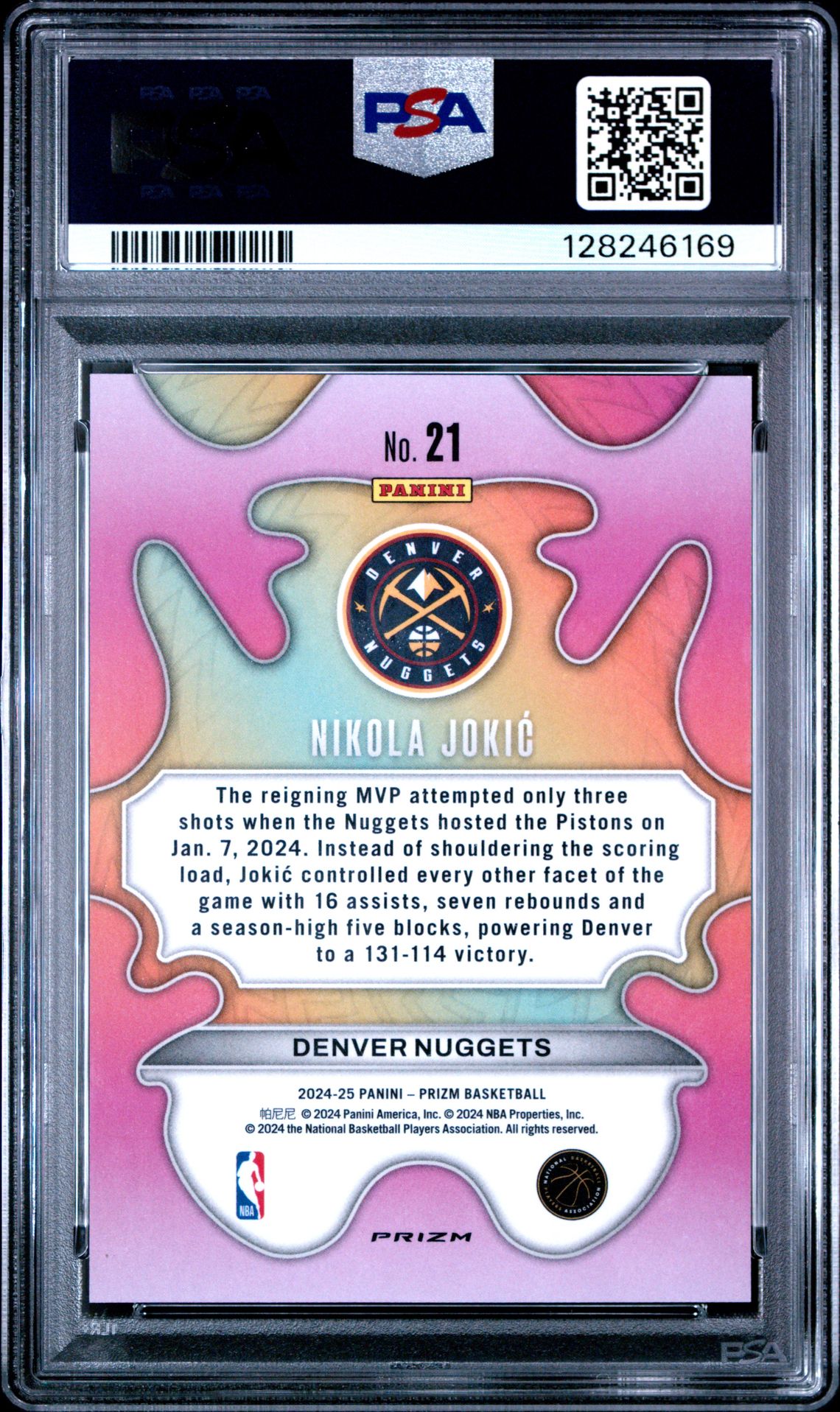 2024 Panini Prizm Groovy Nikola Jokic #21 Gem Mt 10 back