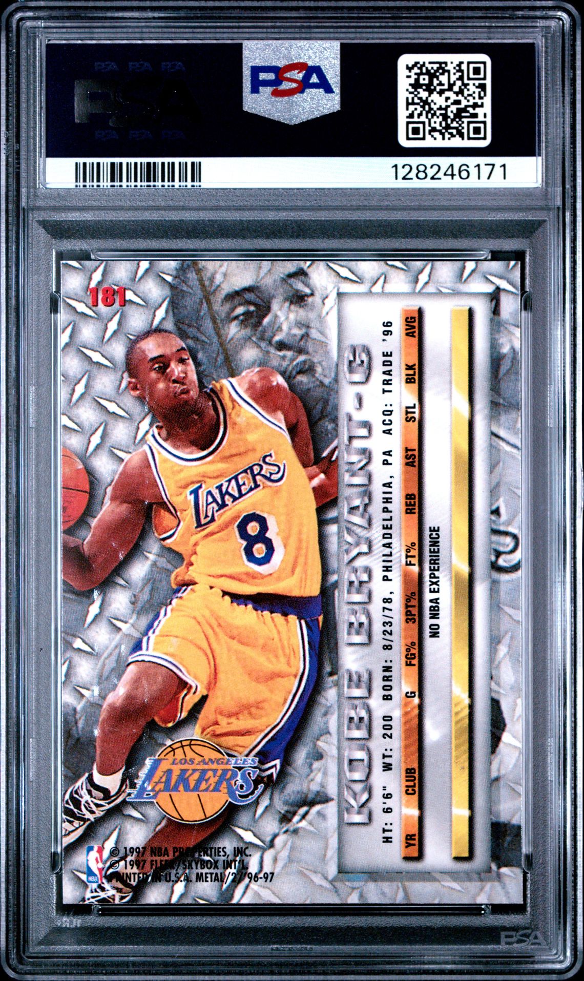1996 Metal Kobe Bryant #181 Nm-Mt 8 back