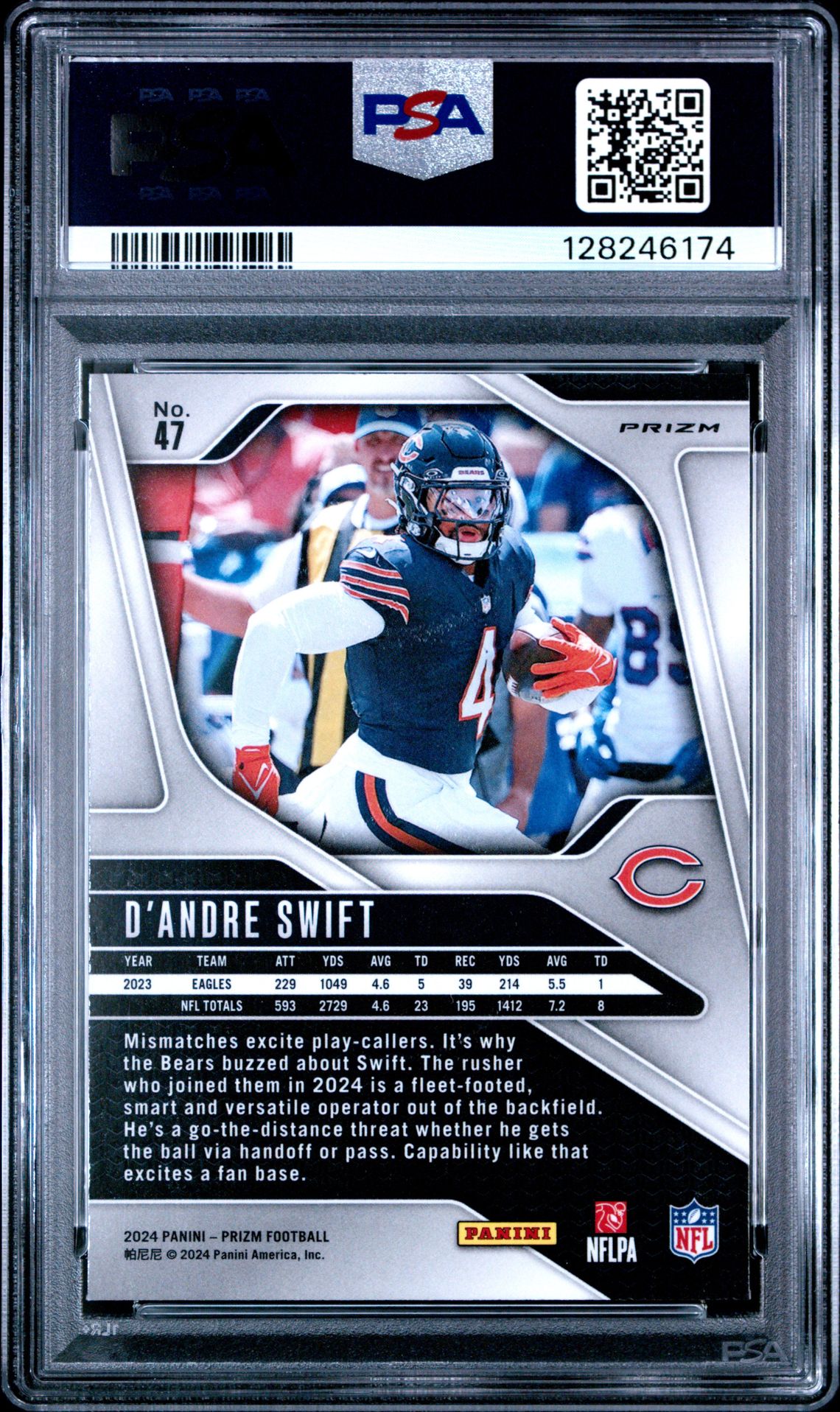 2024 Panini Prizm D'andre Swift #47 (Disco Prizm) Gem Mt 10 back
