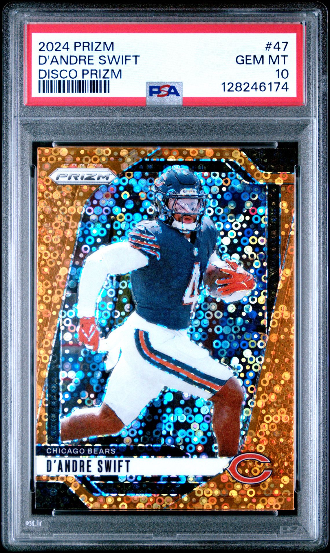 2024 Panini Prizm D'andre Swift #47 (Disco Prizm) Gem Mt 10 front