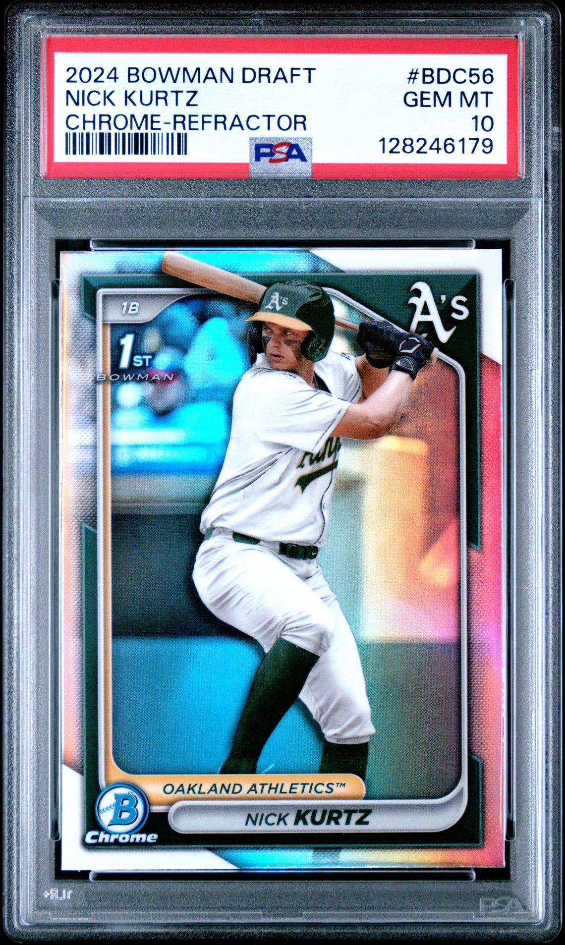 2024 Bowman Draft Nick Kurtz #Bdc56 (Chrome-Refractor) Gem Mt 10 front