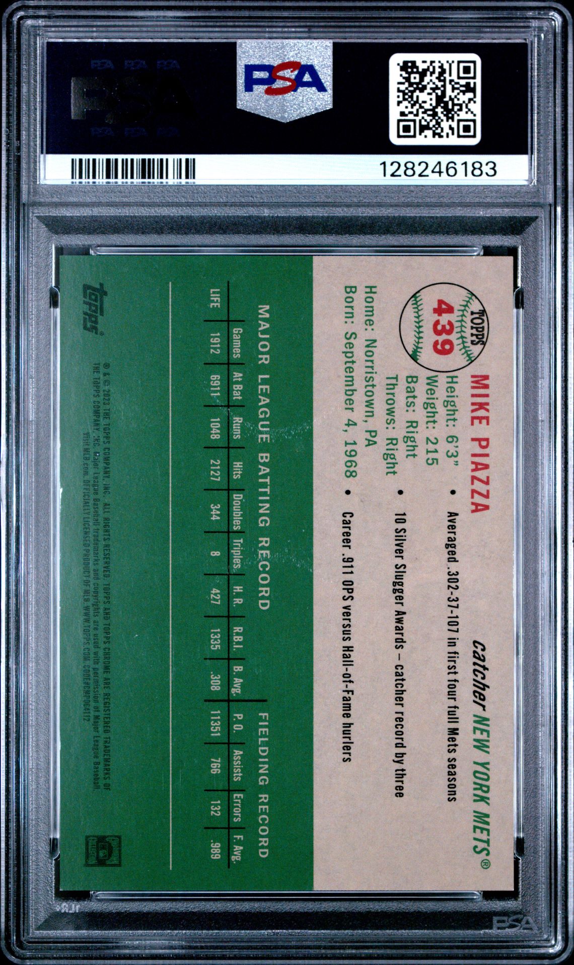 2023 Topps Chrome Platinum Anniversary Mike Piazza #439 (Topps Refractor) Mint 9 back