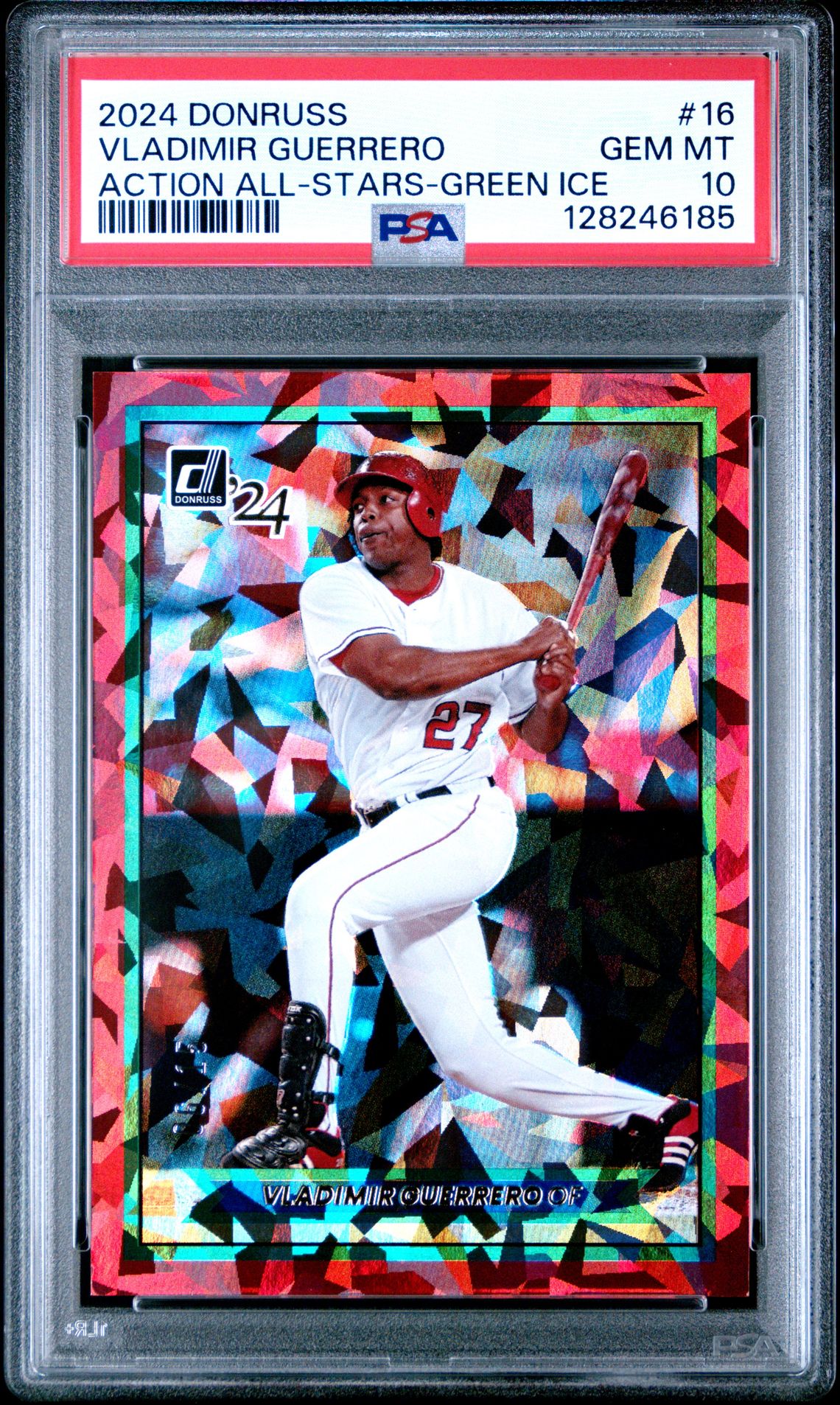 2024 Panini Donruss Action All-Stars Vladimir Guerrero #16 (Action All-Stars-Green Ice) Gem Mt 10 front