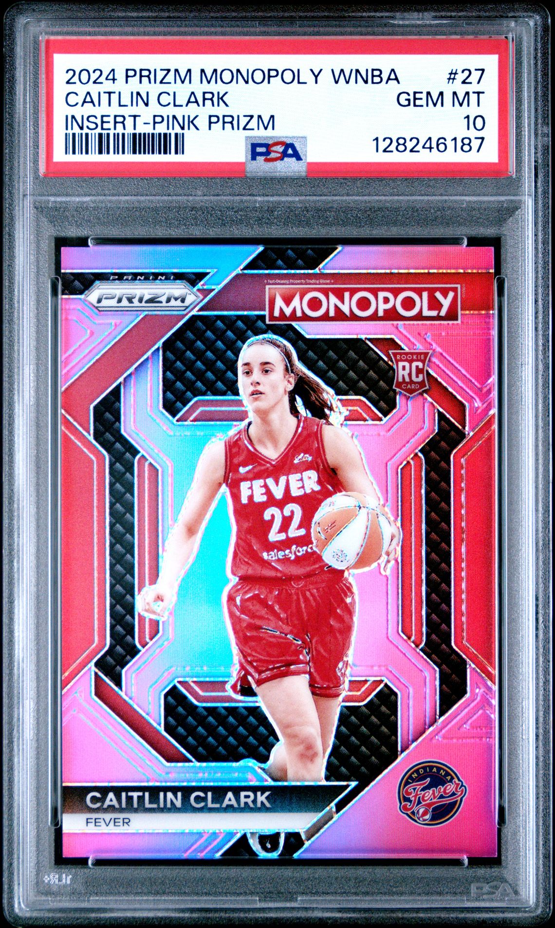 2024 Panini Prizm Monopoly Wnba Insert Caitlin Clark #27 (Insert-Pink Prizm) Gem Mt 10 front