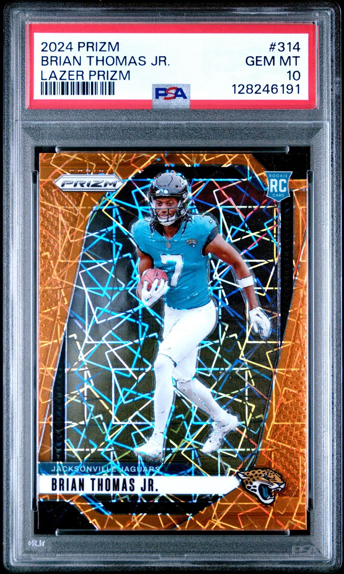 2024 Panini Prizm Brian Thomas Jr. #314 (Lazer Prizm) Gem Mt 10 front