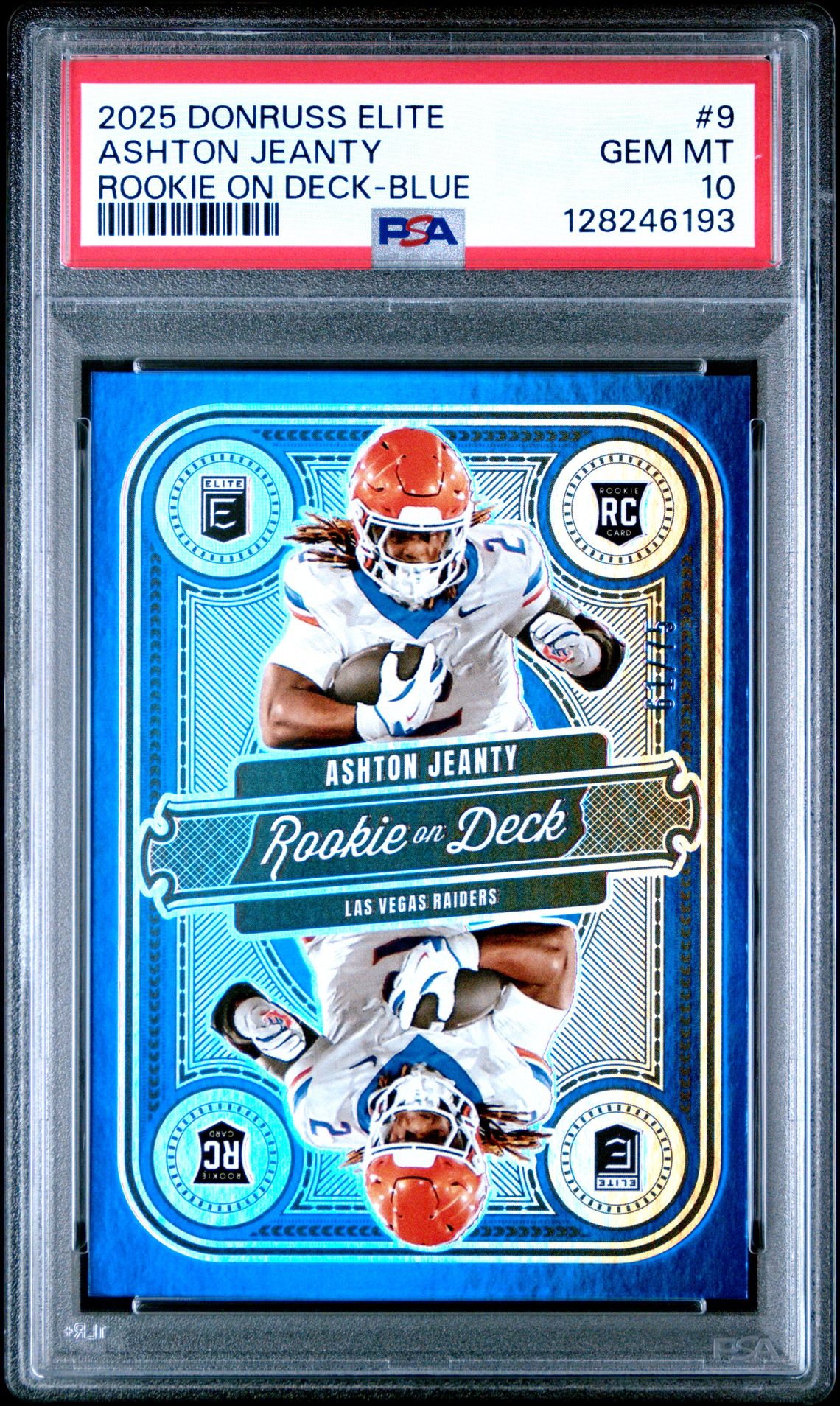 2025 Panini Donruss Elite Rookie On Deck Ashton Jeanty #9 (Rookie On Deck-Blue) Gem Mt 10 front