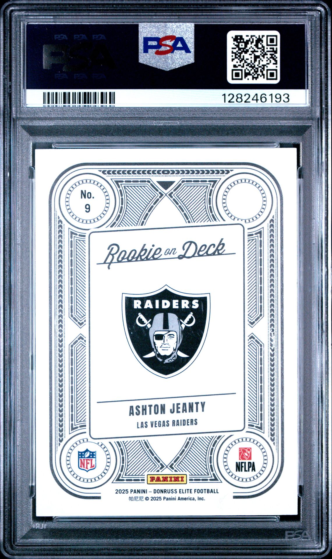 2025 Panini Donruss Elite Rookie On Deck Ashton Jeanty #9 (Rookie On Deck-Blue) Gem Mt 10 back