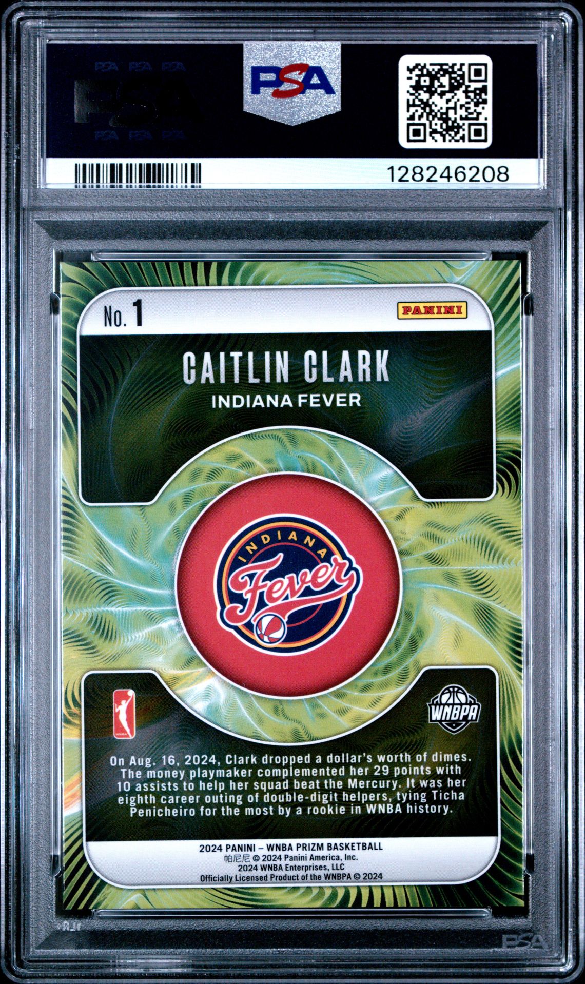 2024 Panini Prizm Wnba Fractal Caitlin Clark #1 Gem Mt 10 back